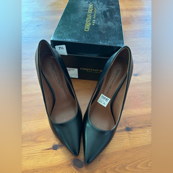 NWT Size 7.5 Christian Siriano Sleek Black Pointy Toe 3.5 inch Heels - Picture 2 of 4